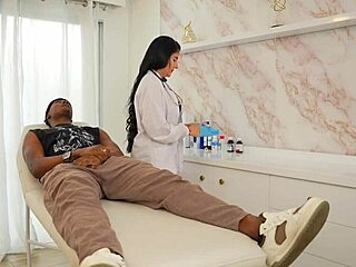 Interracial - I help my patient ease his testicular pain by sucking his massive black cock and riding it hard 😏