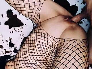 Mature Milf Bent Over for Doggystyle Anal in Stockings Climax