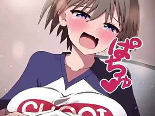Uzaki's fast sloppy titfuck squeezes cum out