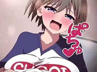 Uzaki's fast sloppy titfuck squeezes cum out