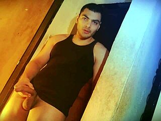 struggling to lift this sexy muscular bodybuilder's huge cock against the wall