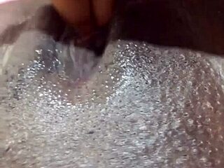 BLACK WET PUSSY spreads HUGE for solo masturbation creampie orgasm at home