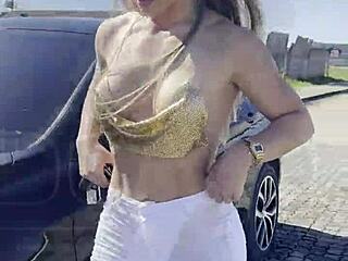 Blonde bombshell rides double penetration in USA style