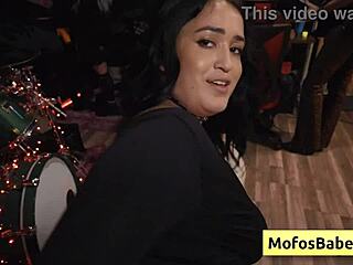 Nia Bleu Squeezes Brett Maker's Massive Cock Between Big Natural Tits