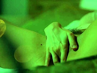 Puffy-nippled milf rubs pussy wildly!