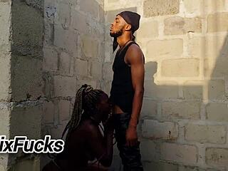 Jasmine Candy submits to Fjelixx fat monster cock domination rough doggystyle in public ebony pounding