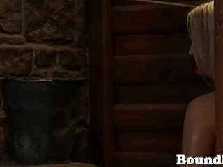 mmm solo blonde slave teases in bath oiling her body for mistress bdsm play