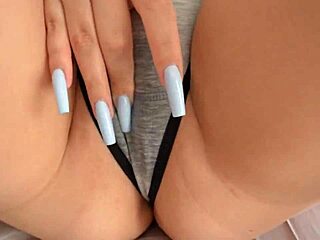 close up pushing wet panties aside fucking her tight pussy