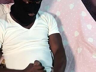 Ebony milf strokes massive bbc cock with sloppy wet handjob grips