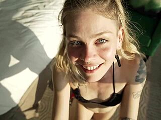 Blonde Slut Gets Railed Hard in Red Converse Shoes!