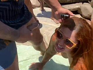 וואו בחורה, נהיית זונה כזאת עם הבחורים בחוף מפתים זיונים ענקיים!