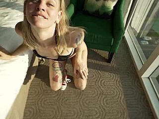 Blonde Slut Gets Railed Hard in Red Converse Shoes!