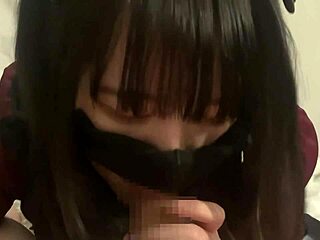 POV Close-Up Landmine Girl's Sticky Blowjob Tongue Licks Lead to Mouth Cumshot