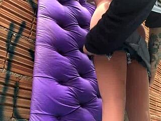 eating this married chick's ass with a sex toy right in the favela 🔥🍑