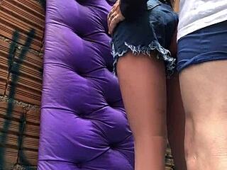 eating this married chick's ass with a sex toy right in the favela 🔥🍑