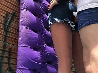 eating this married chick's ass with a sex toy right in the favela 🔥🍑