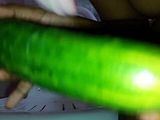 mel masturbates wildly with huge cucumber toy