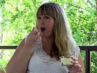 Chubby Milf Eats Big In Outdoor Mukbang Fetish With Fat Belly ASMR Amatuer Style