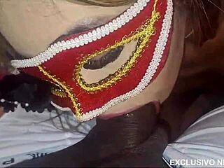 Skinny Girl Gags on Monster Black Cock Too Huge for Mouth