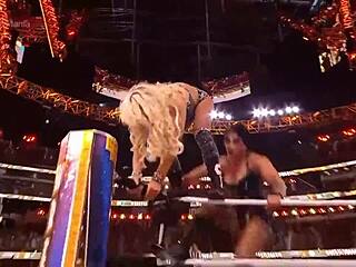 their clothes rip apart in savage wrestling fury