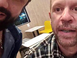 Lesbian tits out flashing in public fast food spot