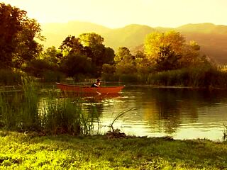 a beautiful girl with small tits rode a strong man hard on the boat