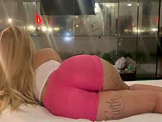 Gym babe takes huge creampie in ass hard!