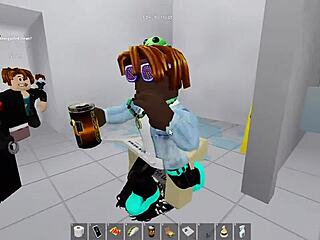 two avatars fuck wildly in roblox then hit public restroom for outdoor action