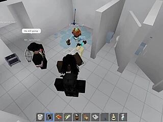 two avatars fuck wildly in roblox then hit public restroom for outdoor action