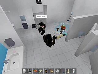 two avatars fuck wildly in roblox then hit public restroom for outdoor action
