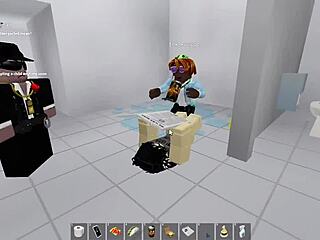 two avatars fuck wildly in roblox then hit public restroom for outdoor action