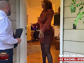 Hairy Redhead Milf Rides Cock in Pantyhose Beaver Show