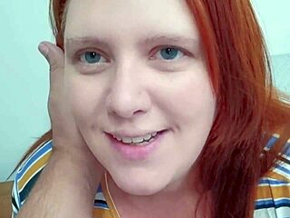 chubby redhead milf hotwife sucks eagerly then squirts hard on shaved pussy