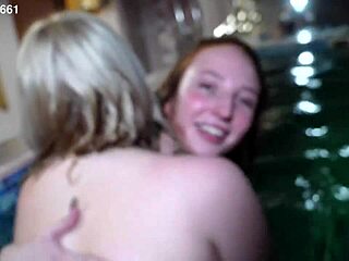 Wildes College Party wird heiß mit Kira Viburn und Emma Korti in geilem Dreier auf dem Billardtisch