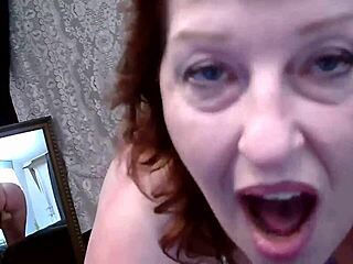 damn voluptuous redhead dawnskye1962 strips teases and rides huge dildo 😘🔥