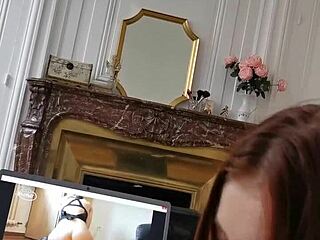 My French amateur girlfriend sucks me off while watching Julynovember's dirty talk cum in mouth homemade clip