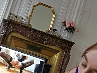 My French amateur girlfriend sucks me off while watching Julynovember's dirty talk cum in mouth homemade clip