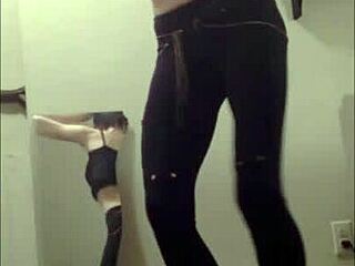 sexy teen cass dances solo stripping clothes ripped off wild