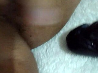 wife teases wet hole with thick homemade dildo play