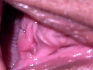 Šialená drobná brunetka rúža kokot v noci a dívajúc sa dierami