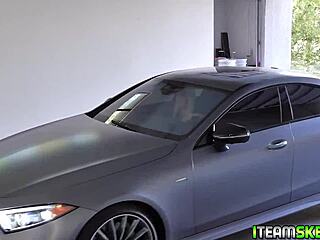 horny brunette babe kiara edwards slurps girthy cock deeply