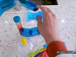 Slutty Cougar Scientist Rides Lab Partner's Massive Black Cock In Reality Scene