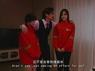 Modelmedia Asia JDS Delivery CEO bossy president rewards staff with pussy licking threesome benefits