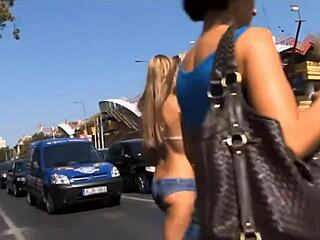 blue angel's painted body flashes naked in public spots