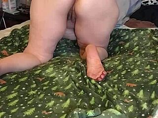 Brunette shoves big dildo deep in ass fucking to squirting orgasm with natural tits bouncing