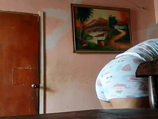 curvy latina morena with huge ass seduces her stepdad flashing chubby milf body