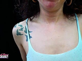 horny slim brunette mercedez vibes pussy and blows cock