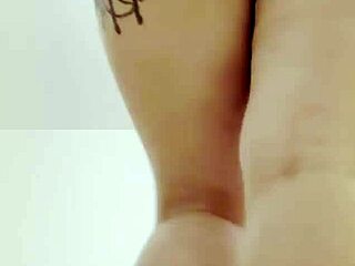 Blonde with big natural tits and huge ass shakes boobs in tight miniskirt