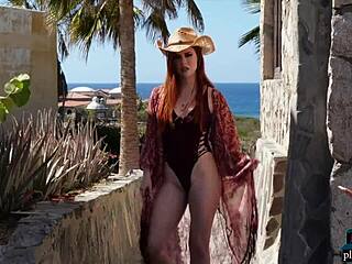 southern redhead milf krystal kitten strips naked getting wet outdoors big ass model