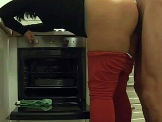 while waiting for my girlfriend i fucked her stepmom cleaning kitchen she let me cum in her ass